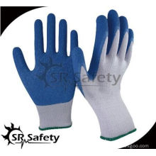 SRSAFETY 10g gery polycotton coated blue latex coated/hand work gloves